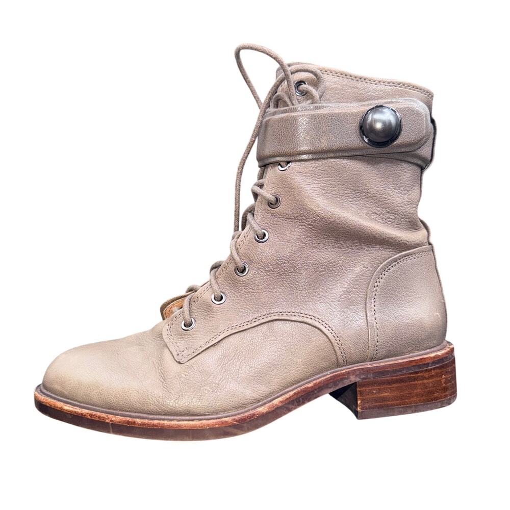 Louise et Cie Lo-Velka Combat Boots Gray Leather Lace Up Size 6.5 greige - Picture 11 of 15